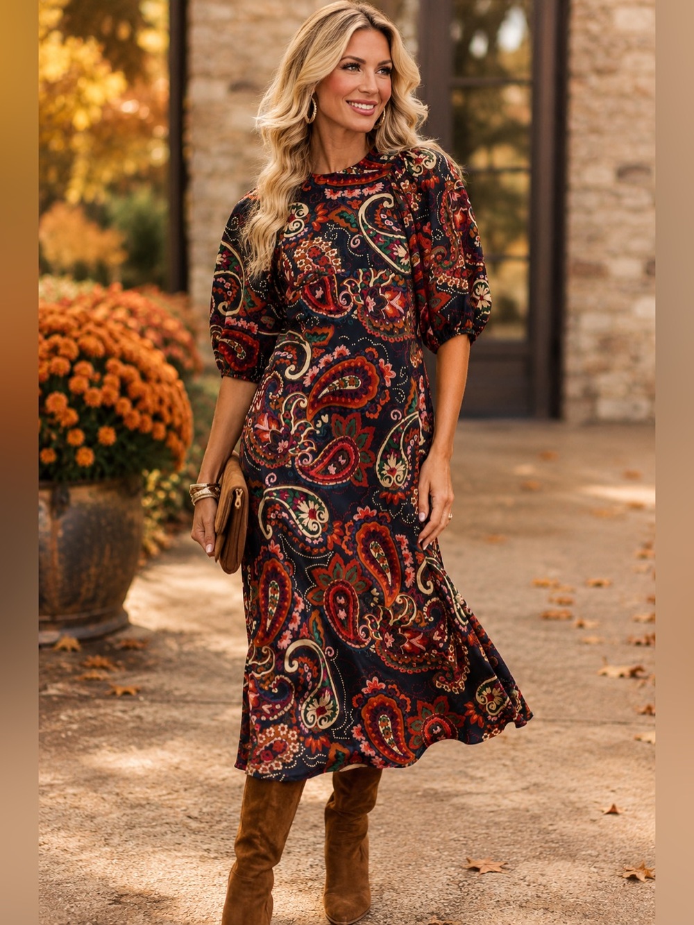 NWT Kachel anthropologie Paisley Puff-Sleeve Maxi Dress in Black & Red video
